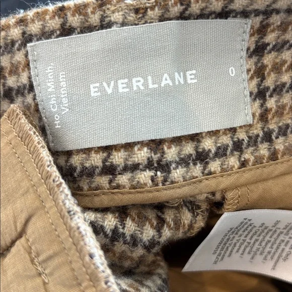 EVERLANE Checkered Wool Blend Wide Legged Pants - Picture 3 of 4